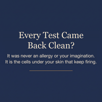 Every test came back clean? It was never an allergy or your imagination. It is the cells under your skin that keep firing.