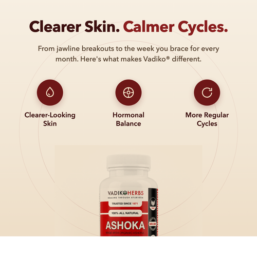 Ashoka Capsules for Hormonal Balance + Clear Skin Support